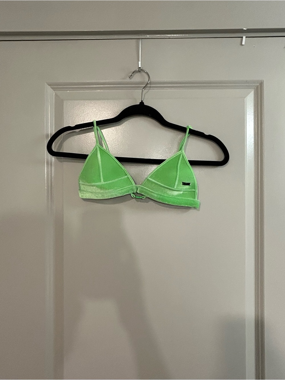 triangl swimwear Neon Lime Velvet Triangle Bikini Top